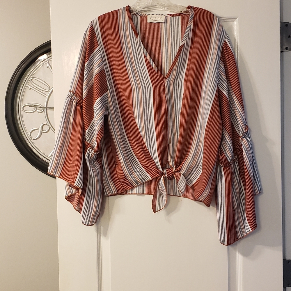 Lavender Field top with bell sleeves size L